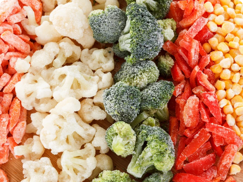 Mixed frozen veggies including corn and carrots