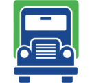Minimalist blue and green truck illustration